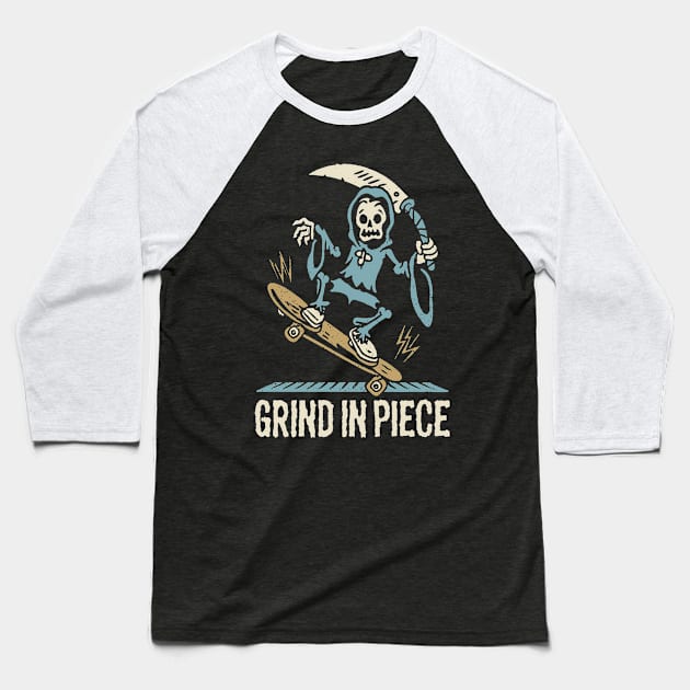 Grind In Piece Baseball T-Shirt by OldSchoolRetro